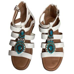 Comfortview Beaded White Gladiator Sandal Sz 8M #169J